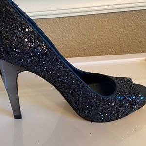Navy Nine West glitter peep toe - BRAND NEW